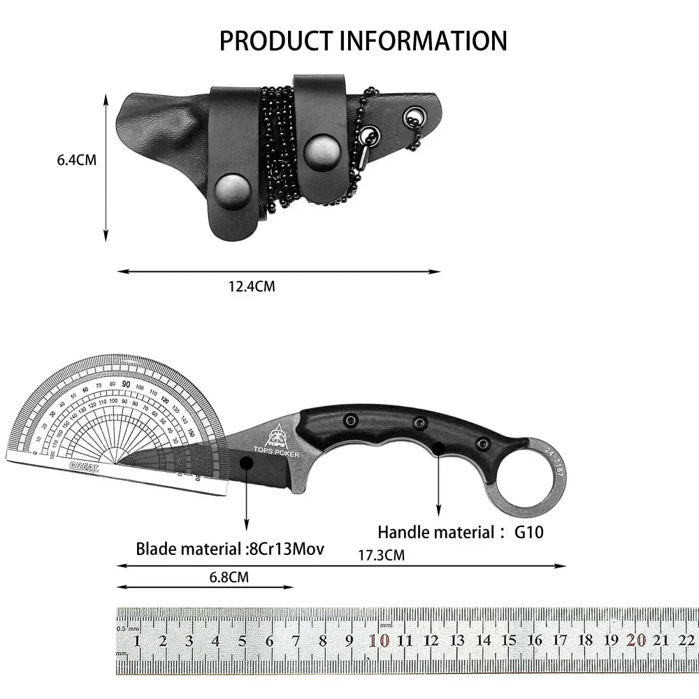 Ljustra TOPS Straight Knife G10 Handle Tactical Combat Self-defense Knife