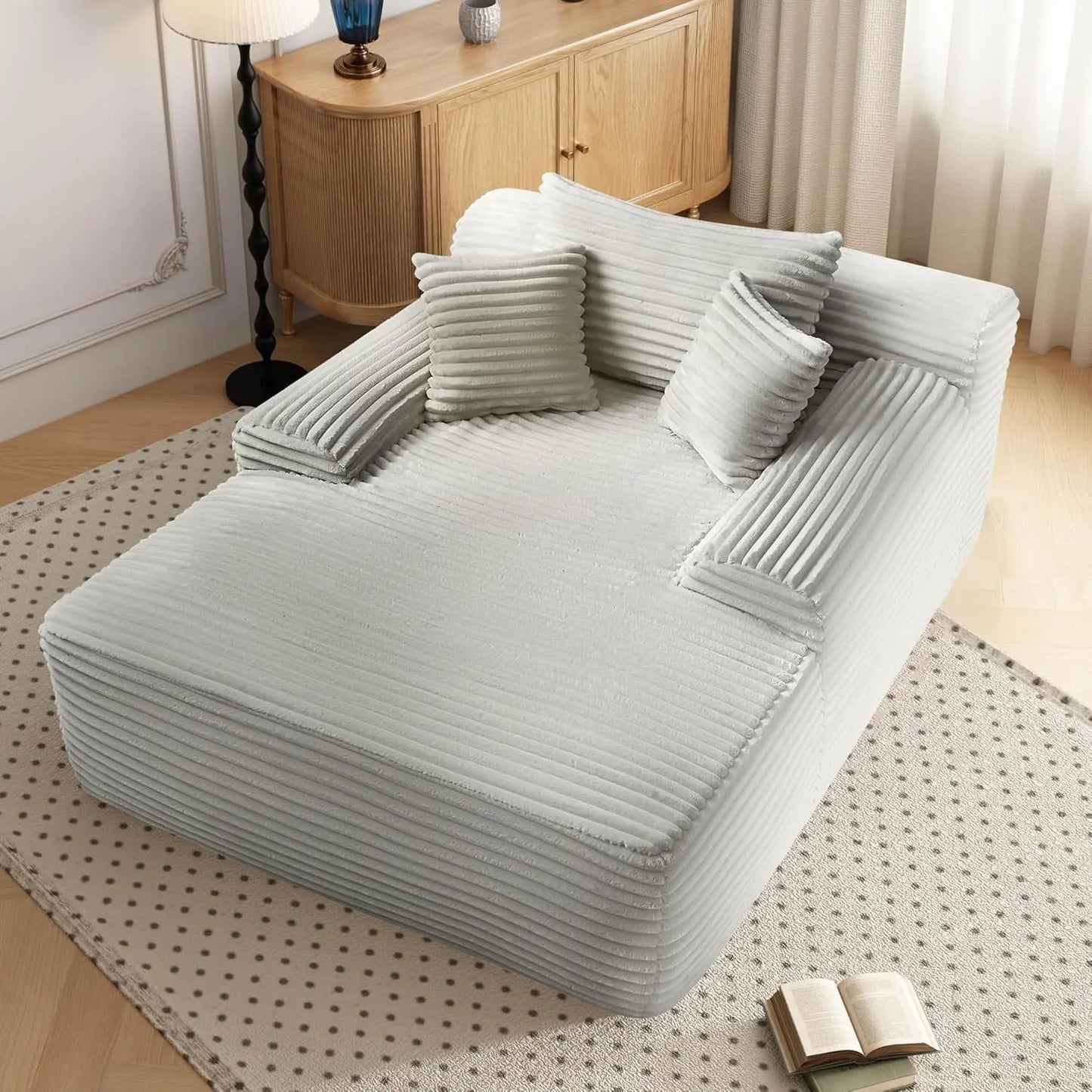 68 Inch Chaise Lounge Chair Indoor Plush Cloud Couch Oversized Sofa Bed