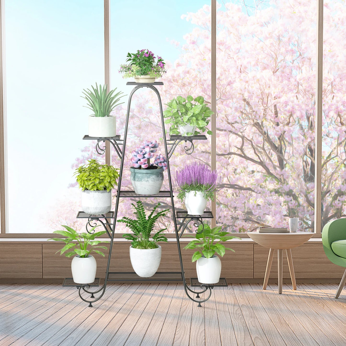 9 Tier Metal Plant Stand Indoor Outdoor Flower Shelf Display Rack
