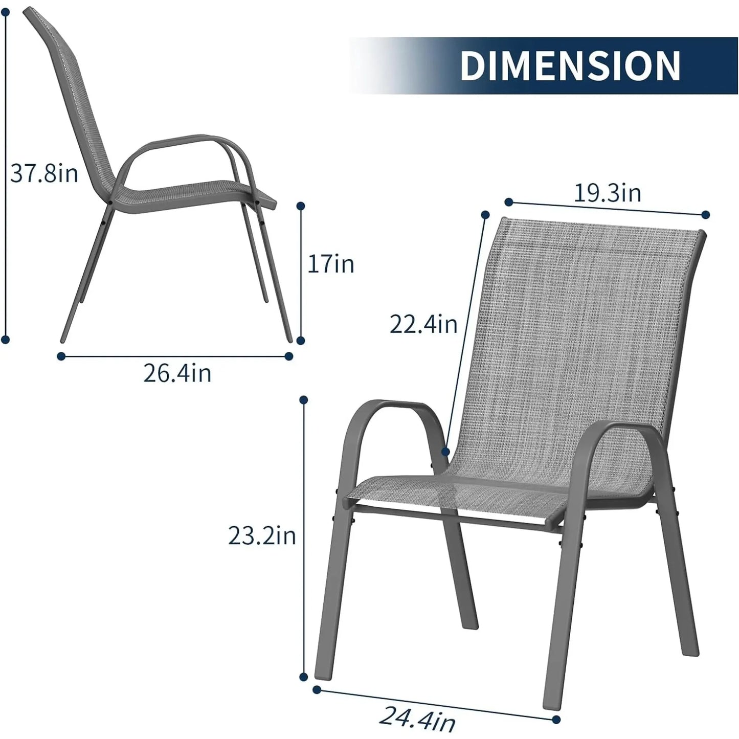 Patio Chairs Set of 6 Stackable Outdoor Dining Chairs All Weather