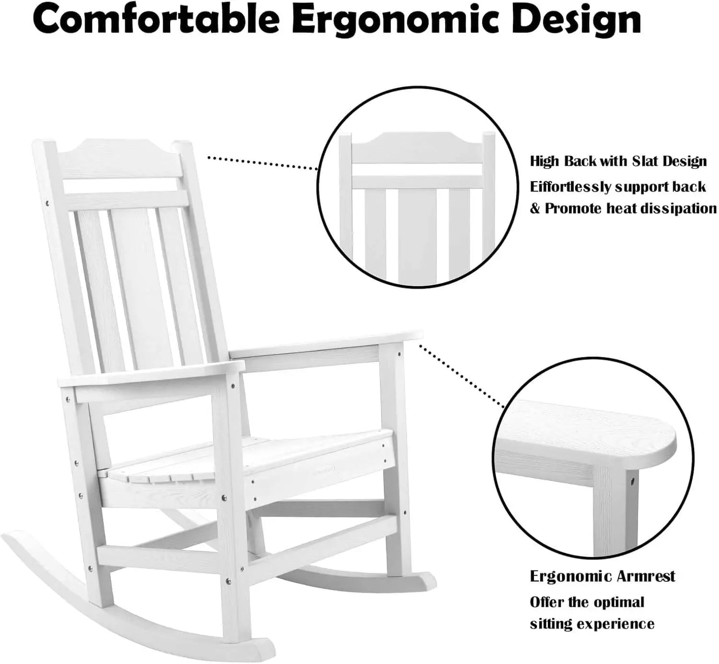 Outdoor Rocking Chairs Set of 2 All-Weather Patio Rocker Chair
