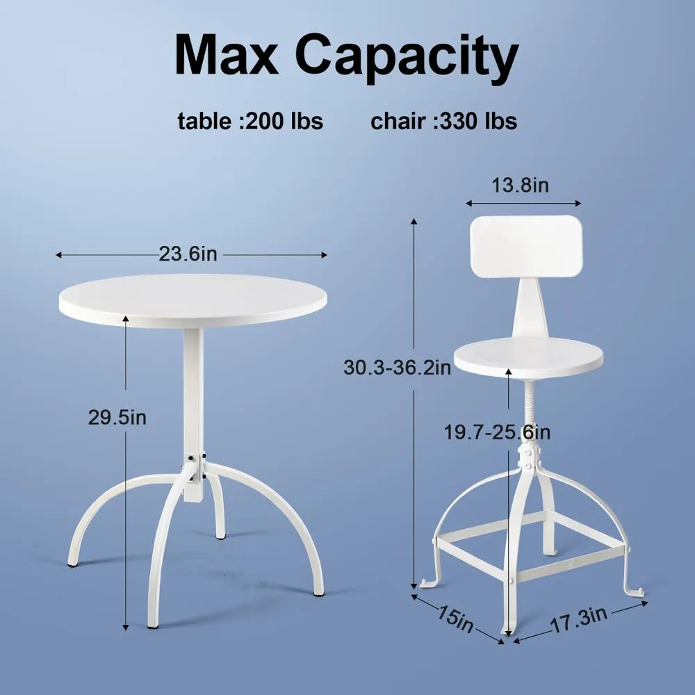 Premium Round Steel Patio Dining Table Indoor Outdoor Bistro Furniture