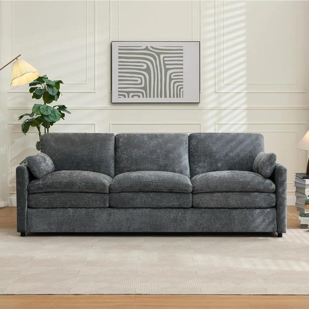 Modern 89 Inch Cloud Sofa Couch with Plush Foam Cushions and Pillows