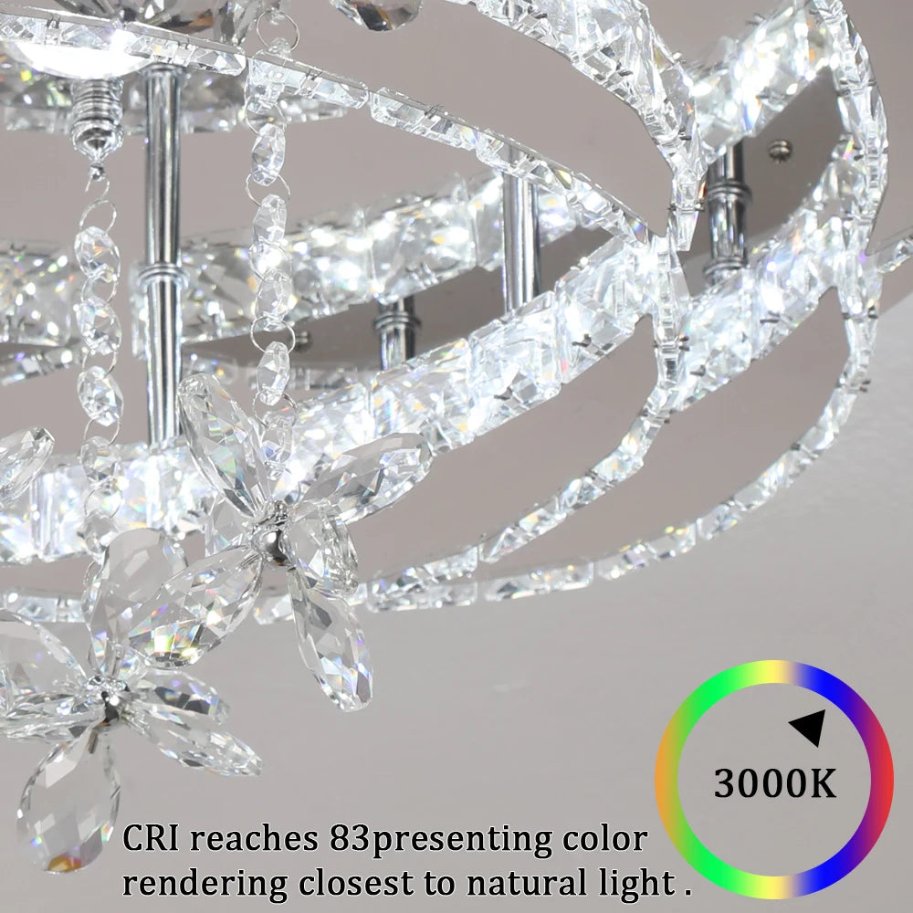 Modern Crystal Chandelier Ceiling Lamp LED Dimmable Pendant Light
