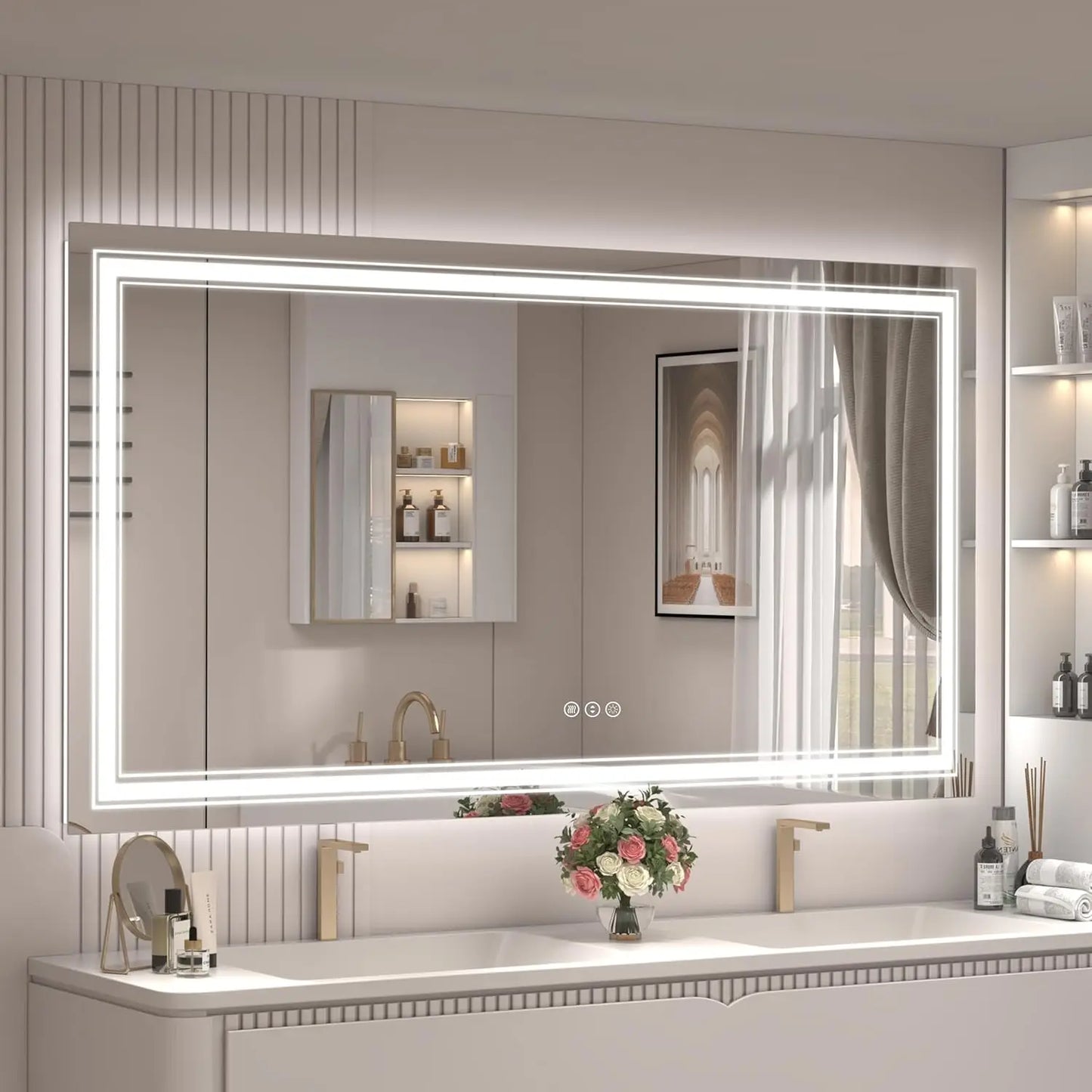 Ljustra LED Bathroom Mirror Dimmable Anti-Fog Shatterproof Backlit