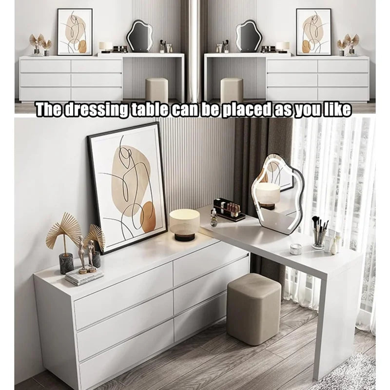 Ljustra Chest of Drawers Dressing Table Set with Stool Mirror Solid Wood