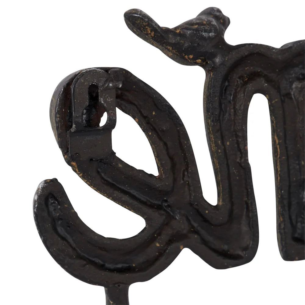 Indoor Black Metal Industrial Wall Hook with Bird Silhouettes 12x11 Inches