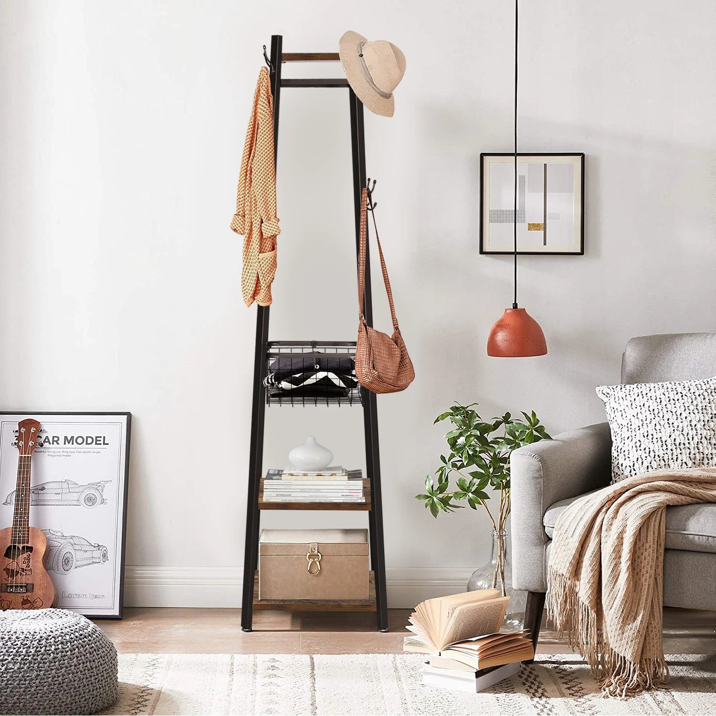 Ljustra Freestanding Coat Rack Stand with 8 Hooks for Living Room