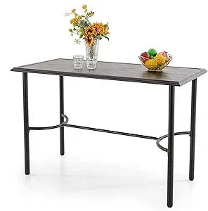 Outdoor Bar Table for 4-6 Counter Height Rectangle Metal Steel Frame