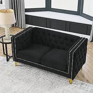 Ljustra 58" Velvet Loveseat Sofa Couch Modern Button Tufted 2 Seater