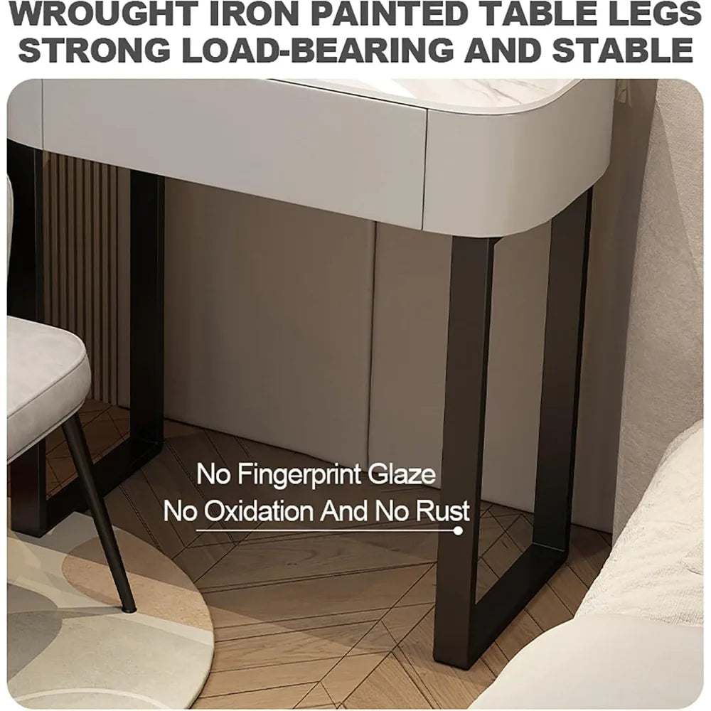 Modern Dressing Table with Drawers Makeup Vanity Desk with Mirror Lights