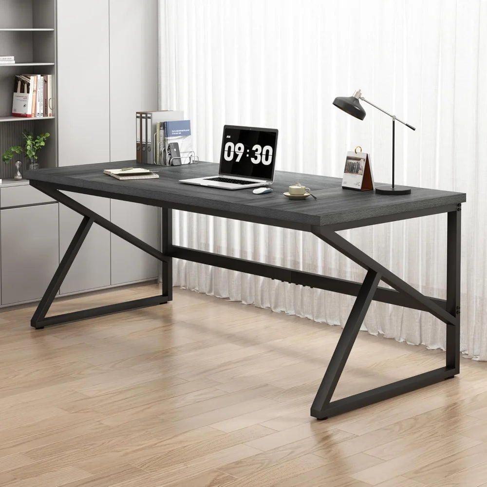 Extra Long Industrial Computer Desk for Home Office Large Workstation