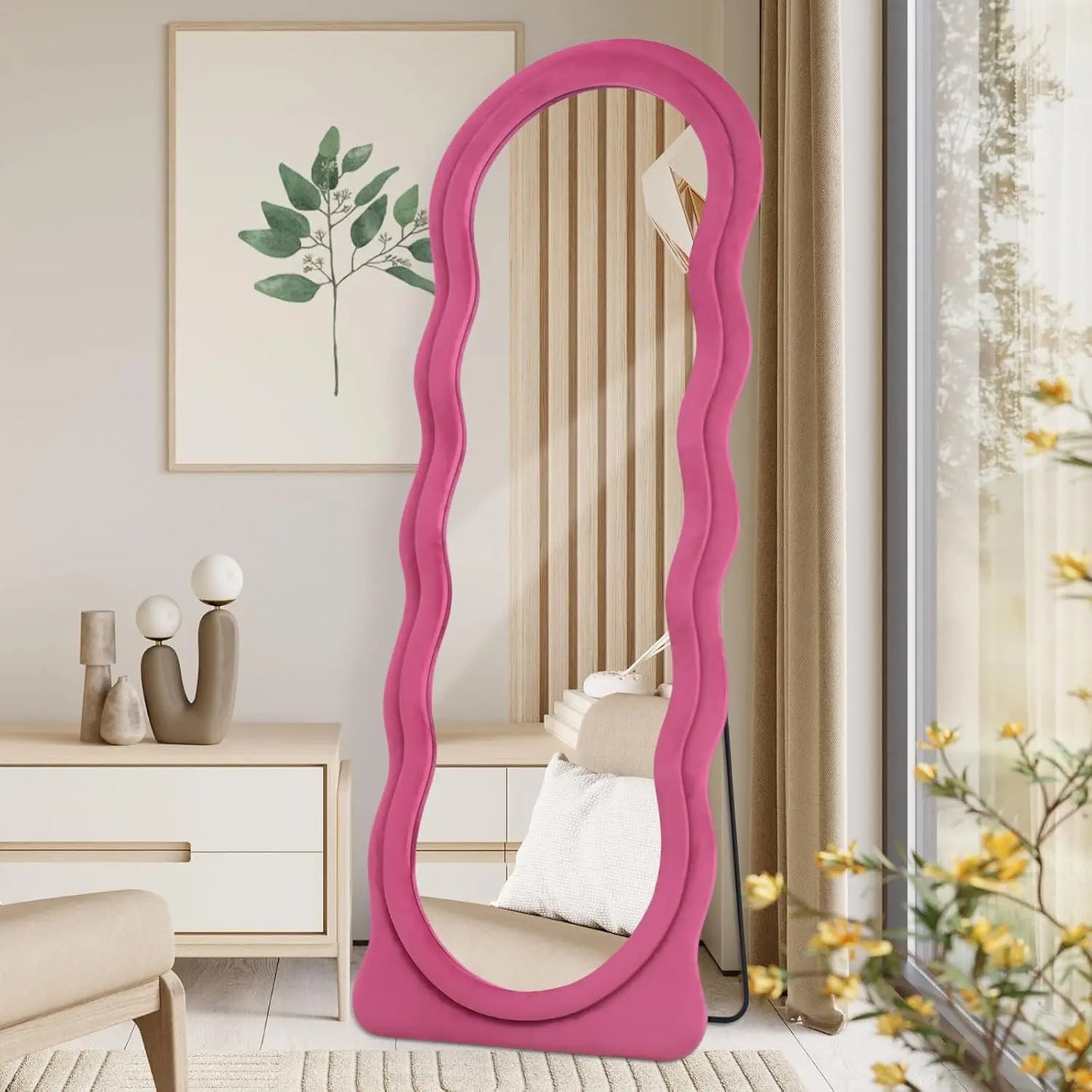 Full Length Arched Wavy Mirror 63"x24" Wall Mounted Floor Standing