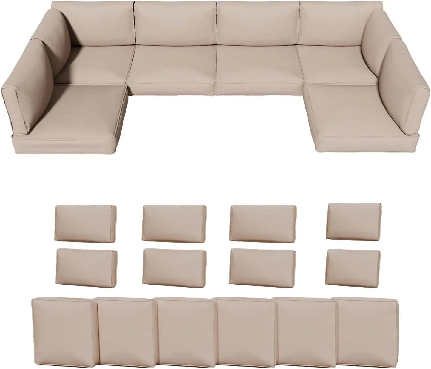 Outdoor Patio Furniture Cushions Waterproof Sofa Couch Replacement Foam 14 Piece