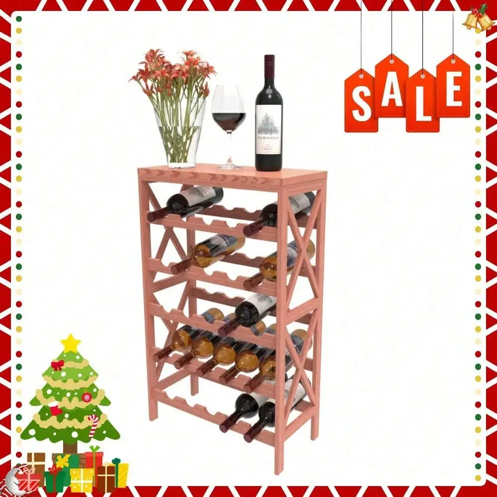 Ljustra 25 Bottle Freestanding 5-Layer Wine Rack with Top Shelf Display