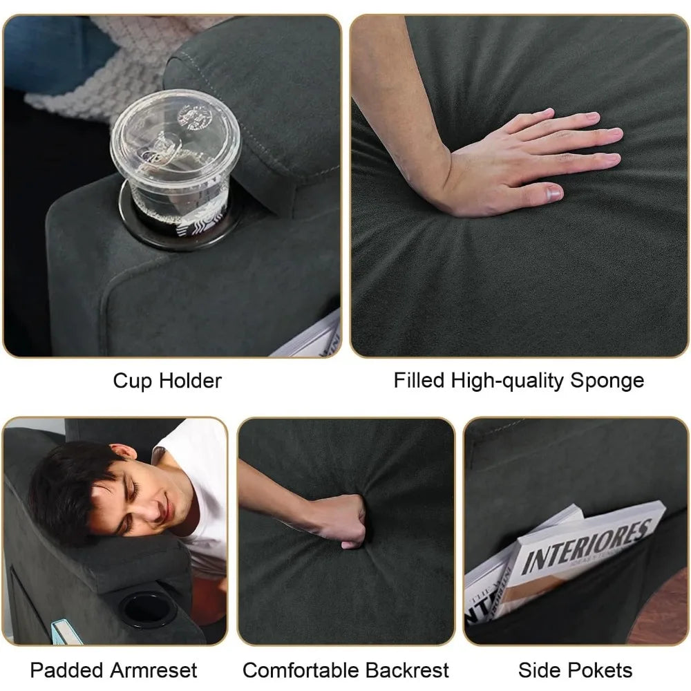 Modular Sectional Sofa U Shaped Couch Velvet Sleeper Sofa Living Room