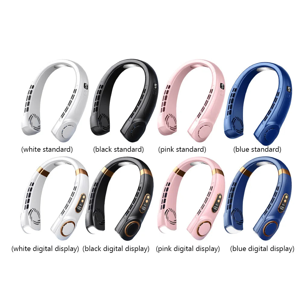 Mute USB Bladeless Neck Fan 5 Speeds Rechargeable Portable Cooling Fan