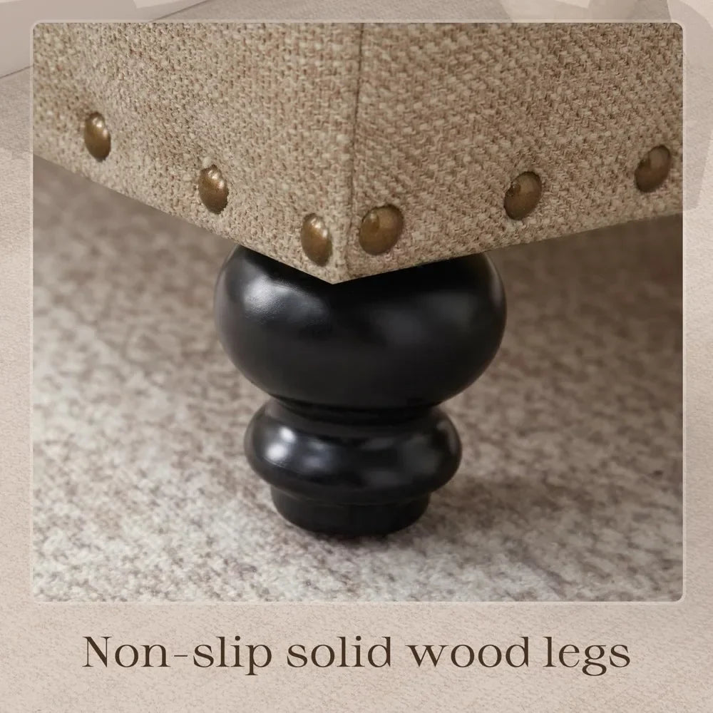 Small Ottoman with Storage Upholstered Button Tufted Footrest 24 Inch