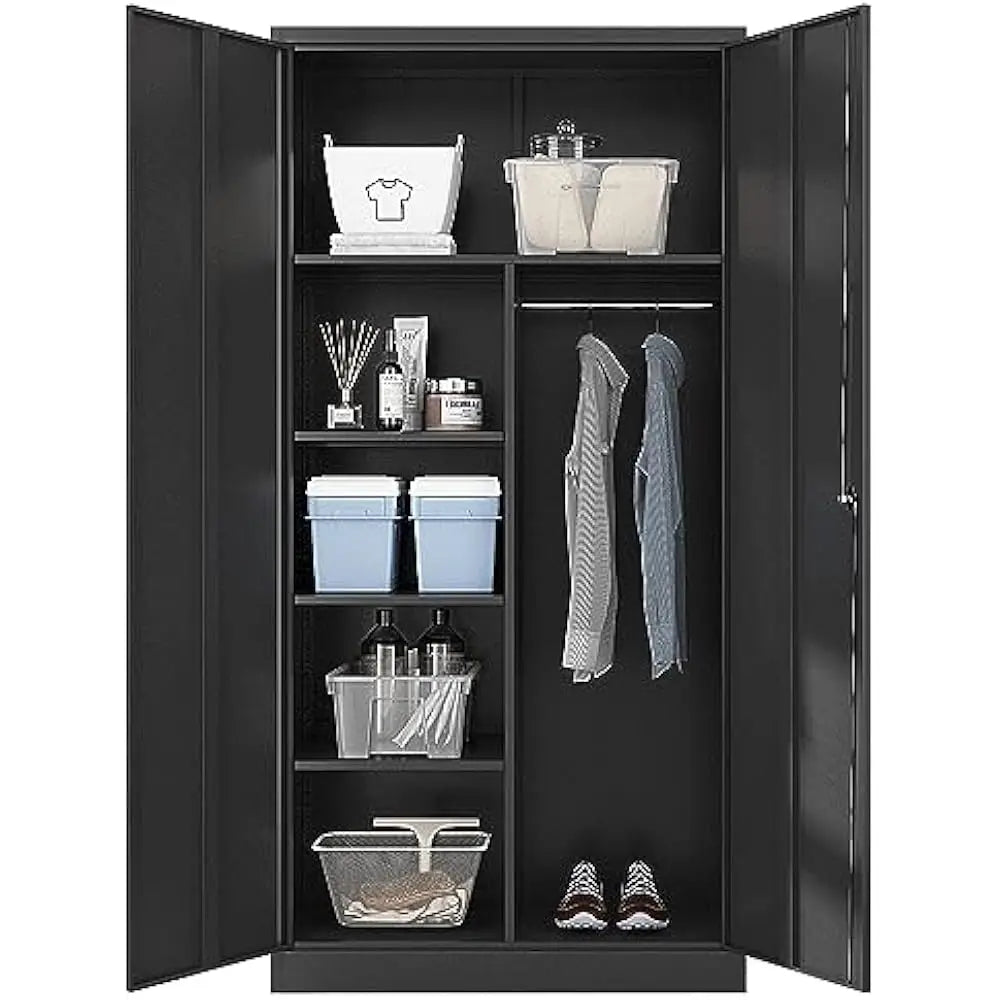 Metal Armoire Wardrobe Closet Cabinet Lockable Storage Organizer 72 Inch