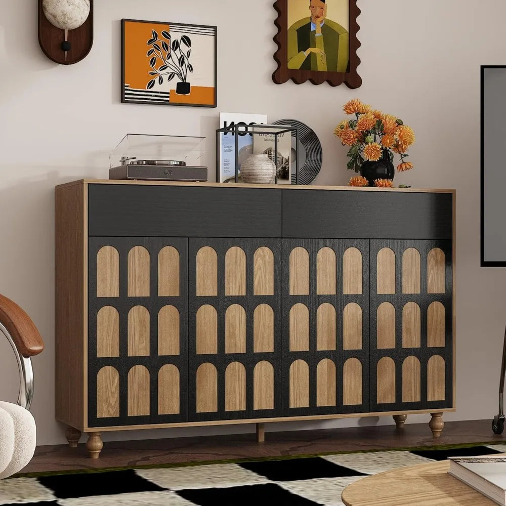 Modern 59 Inch Sideboard Buffet Cabinet with 2 Drawers and Pop-Up Doors