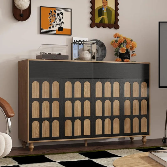 Modern 59 Inch Sideboard Buffet Cabinet with 2 Drawers and Pop-Up Doors