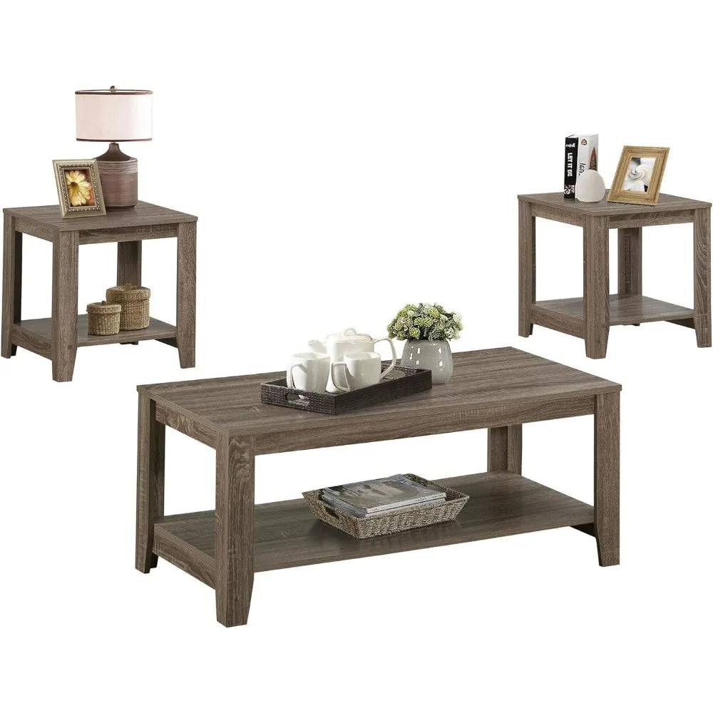 Ljustra 3pcs Coffee End Side Table Set for Living Room Accent Decor