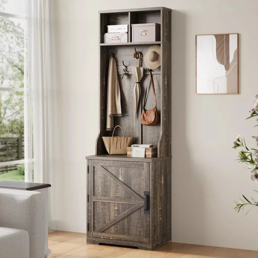 3-in-1 Hall Tree Entryway Bench Coat Rack Mudroom Storage Solution