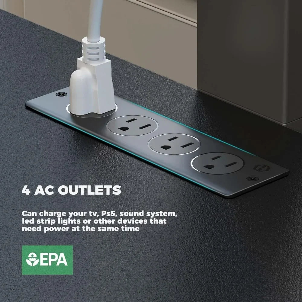 Ljustra TV Stand with Mount and Power Outlet 51.2" Swivel Adjustable