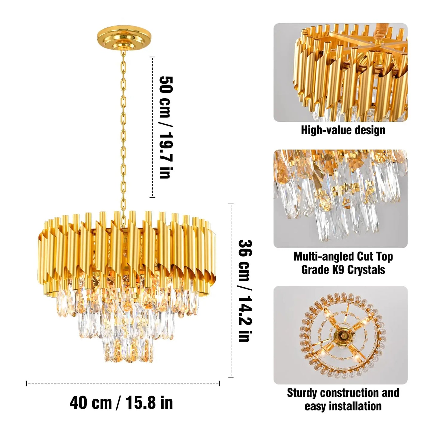 Modern Crystal Chandeliers Flush Mount Ceiling Light for Dining Room