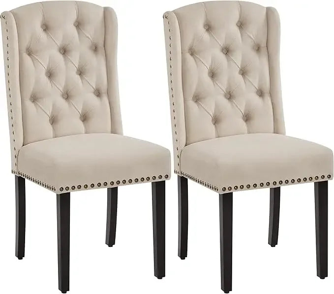 Ljustra Upholstered Dining Chairs Tufted Kitchen Chairs Solid Wood Legs
