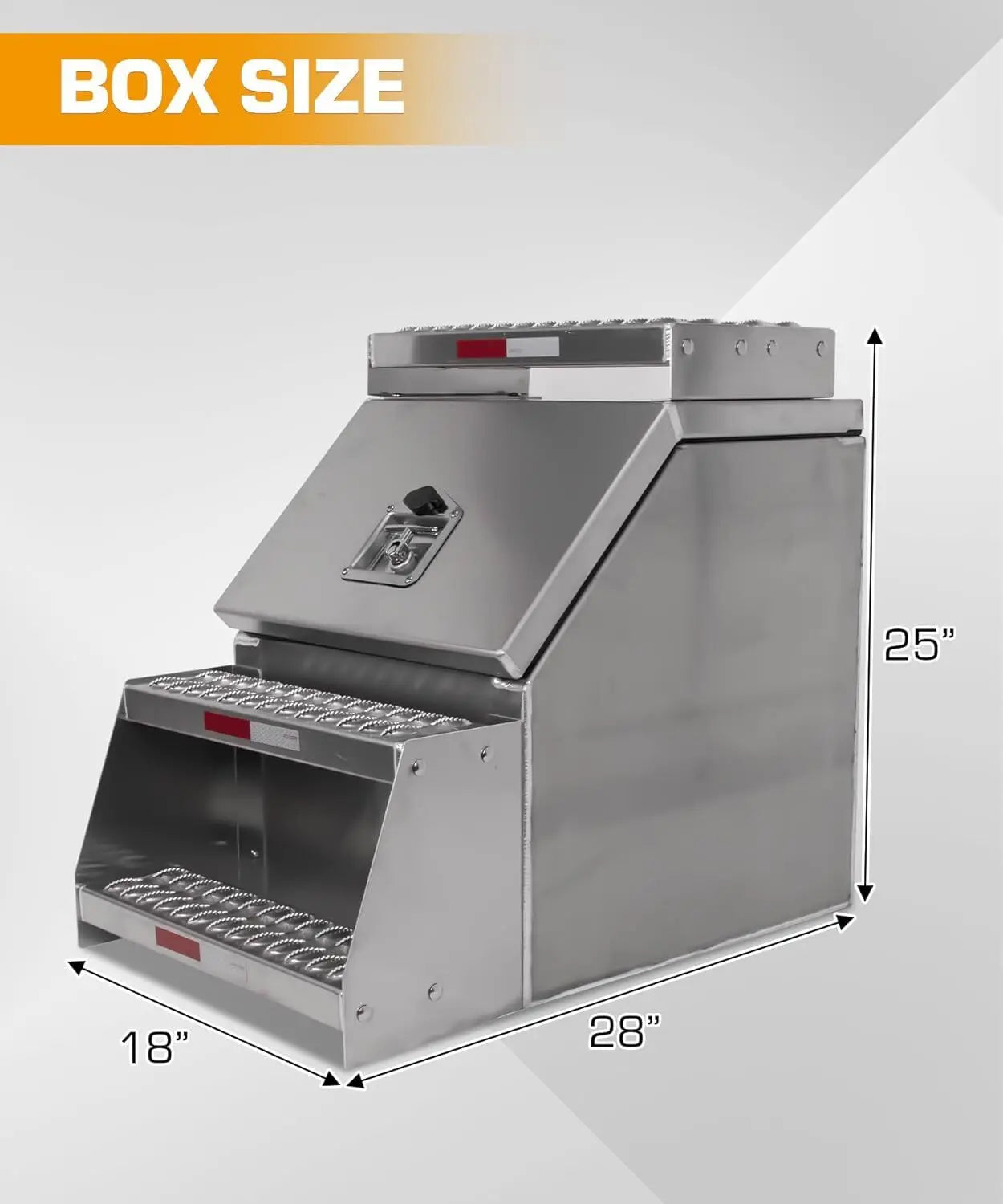 Tool Box for Semi Truck with Saddle Step Open Wide Design 18x28x25