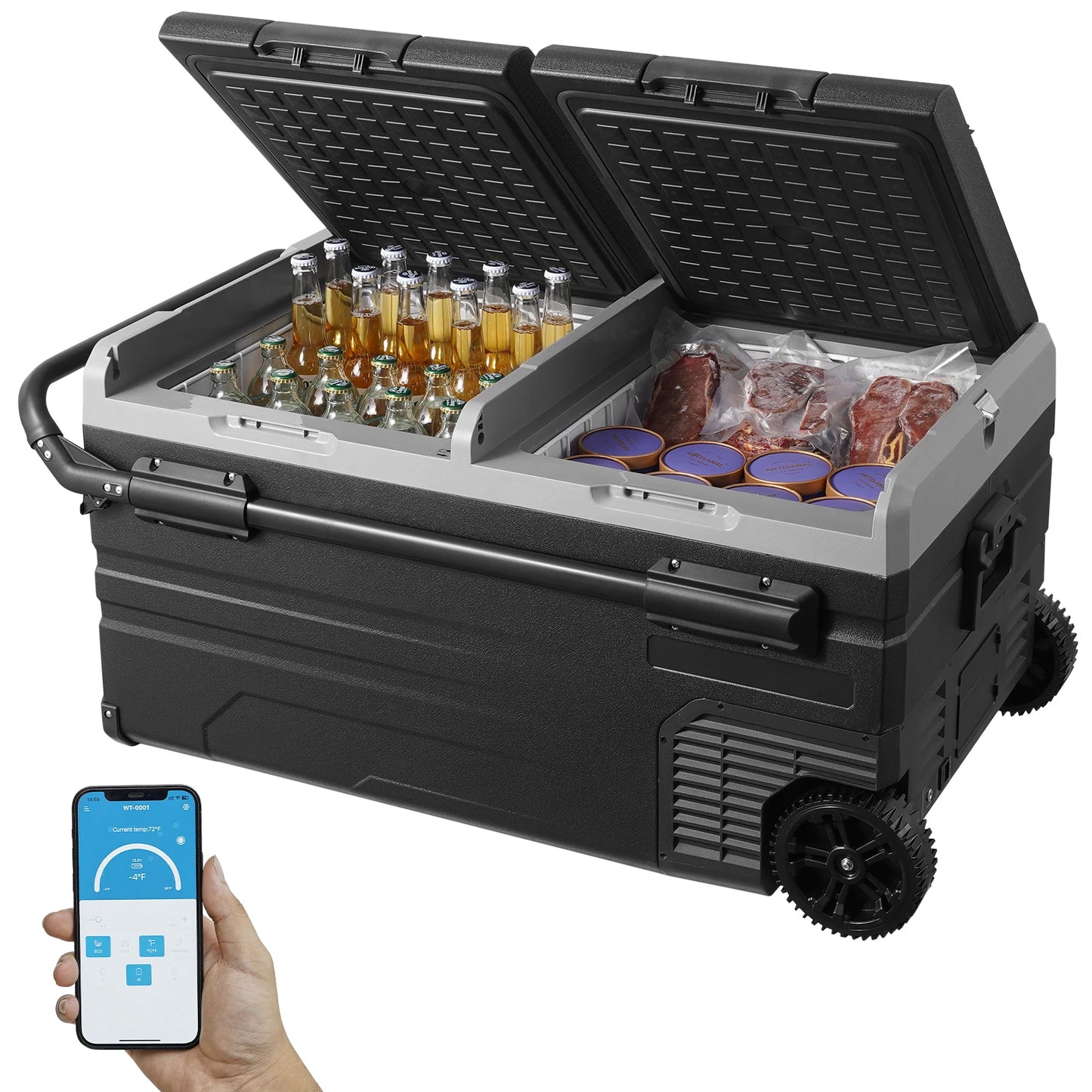 Portable Mini Car Fridge Freezer Dual Zone 75L 95L Compressor Cooler