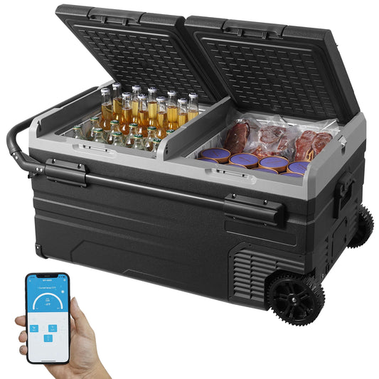 Portable Mini Car Fridge Freezer Dual Zone 75L 95L Compressor Cooler