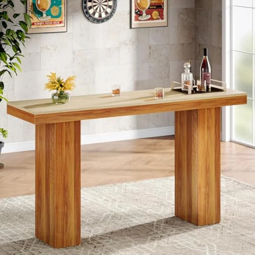 Long Bar Table 62.9 Inch Rectangular Counter Height Pub Table Kitchen