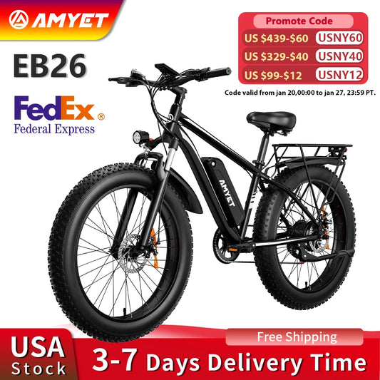 Ljustra AMYET EB26 Electric Bike 1000W 48V Fat Tire Mountain Ebike