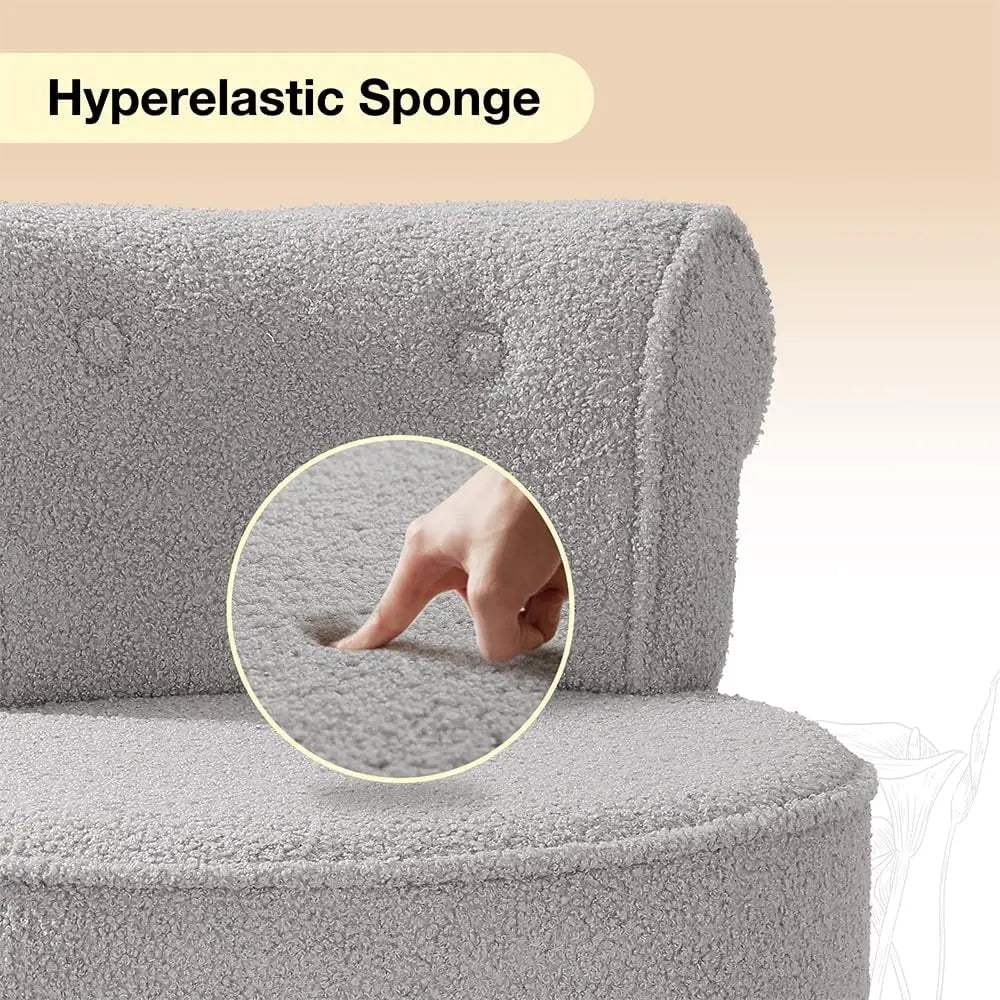 Vanity Chair with Back Tufted Upholstered Makeup Chair Wooden Legs