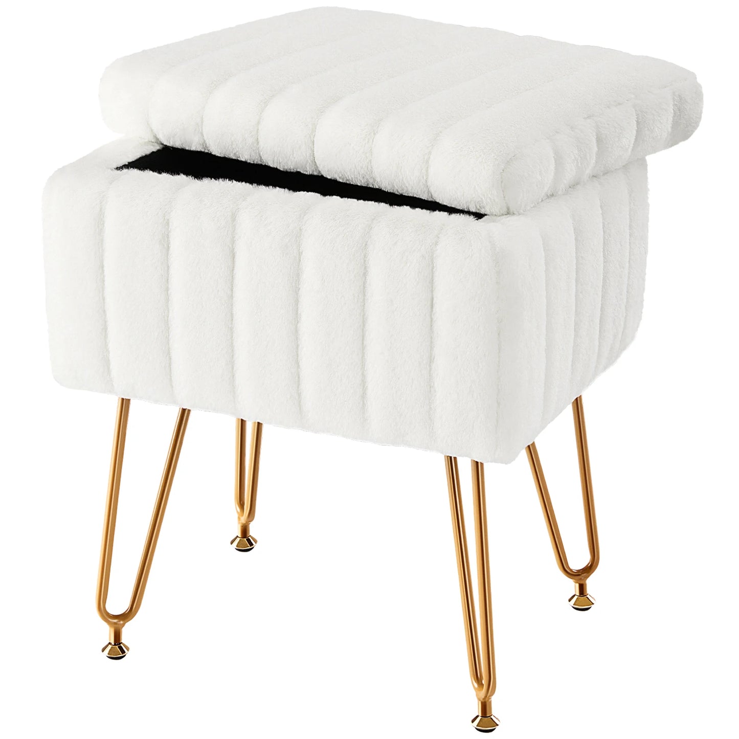Ljustra Faux Fur Storage Stools Ottomans Padded Living Room Furniture