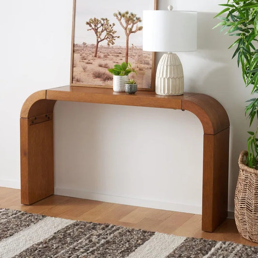 Home Collection Liasonya Modern Waterfall Curved Console Table Fully Assembled