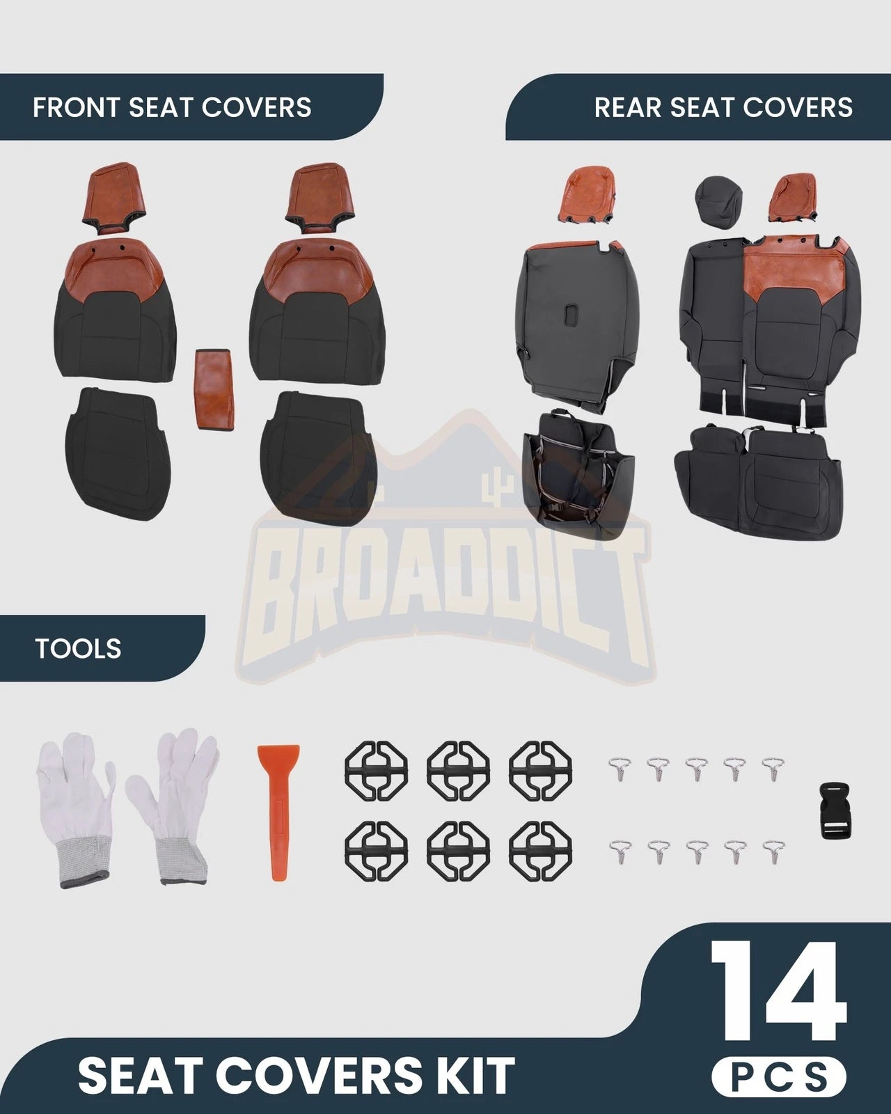 Seat Cover Protector Full Set for 2021-2024 Ford Bronco 4-Door Molle