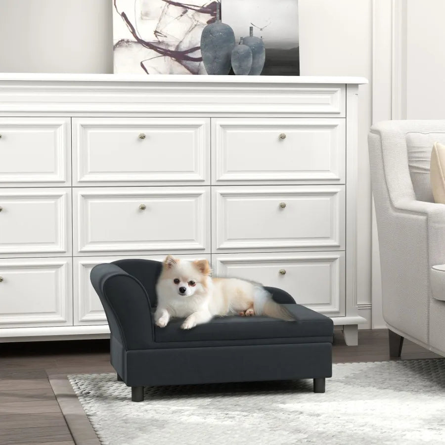 PawHut Pet Sofa Bed Couch with Storage for Small Dogs and Cats