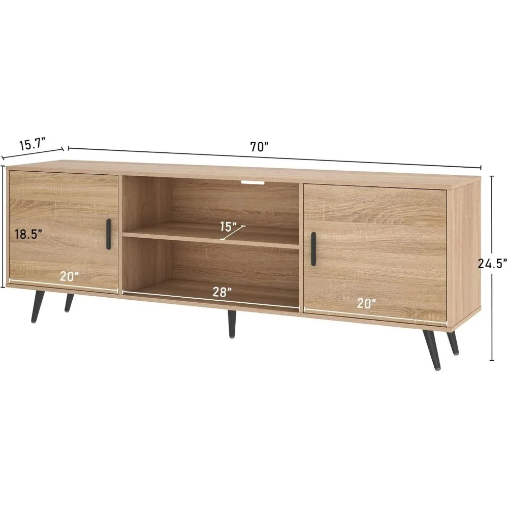 Mid Century Modern 70 Inch TV Stand for 75 Inch TV with Storage