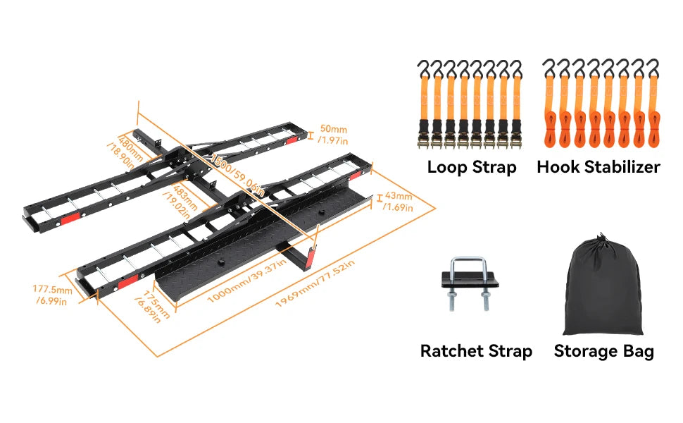 Heavy Duty 600 Lbs Dirt Bike Carrier for 2 Ebikes Motorcycle Rack