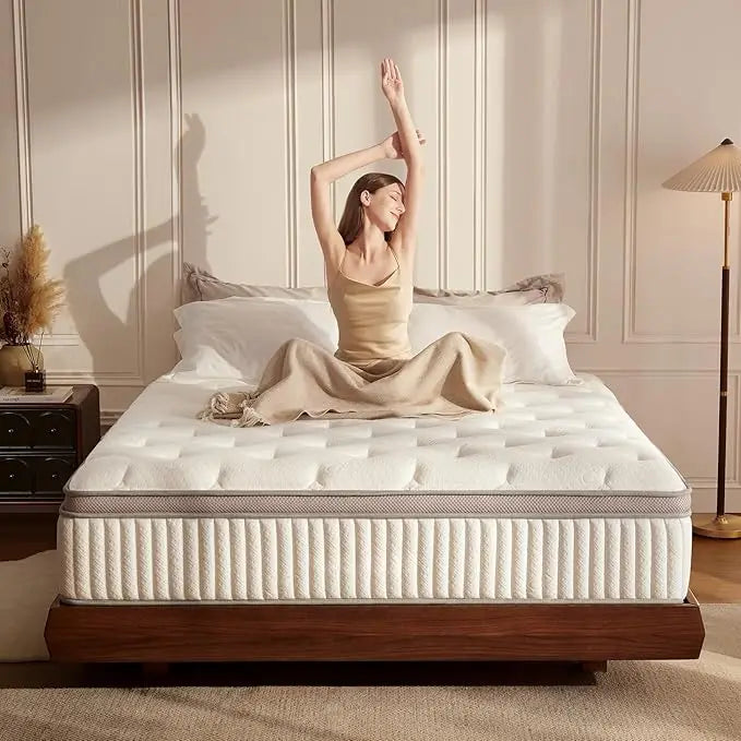 Ljustra Queen Mattress Cooling Gel Memory Foam Hybrid Pressure Relief