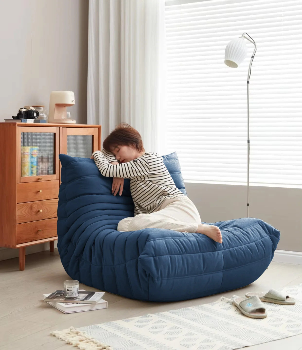 Ljustra Modern Bean Bag Floor Sofa Memory Foam Recliner Chair