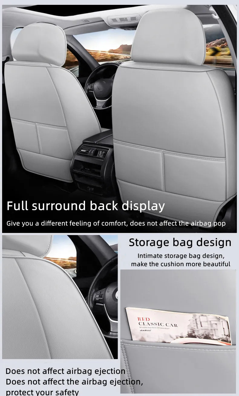 Universal 5-Seats PU Leather Car Seat Cover Full Set Waterproof for BMW