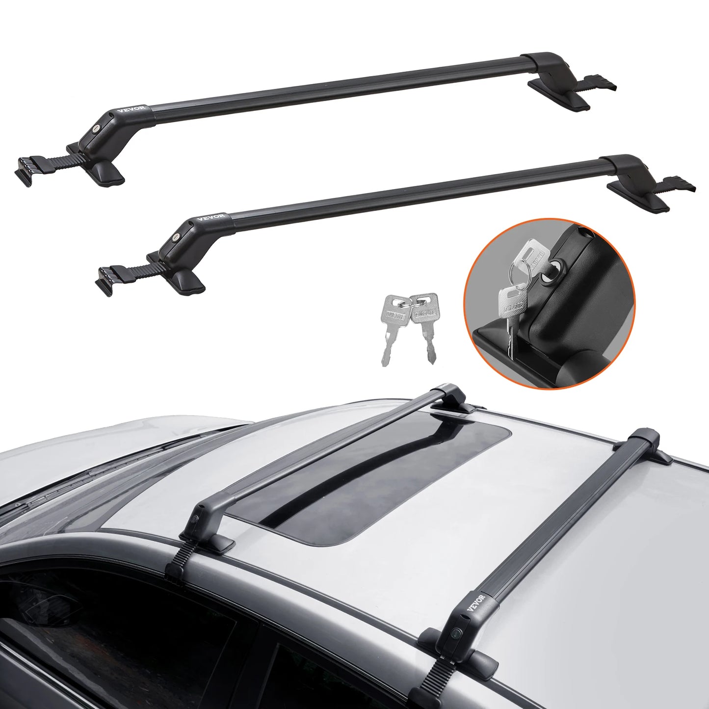 Ljustra 155LBS Roof Rack Crossbar Adjustable Aluminum Carrier