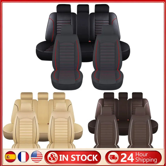 Full Set Leather Car Seat Covers Universal Breathable Vehicle Protection