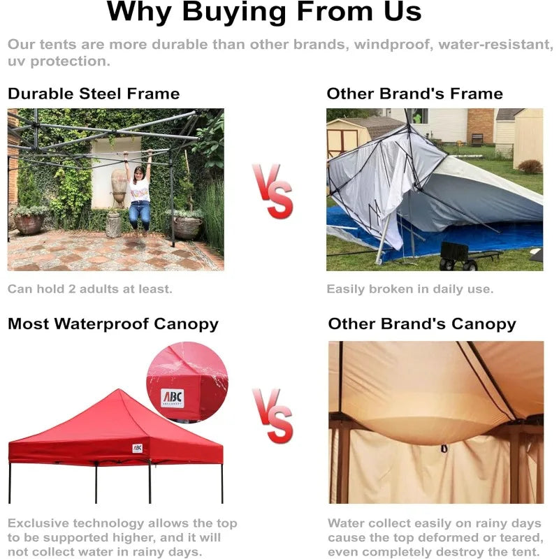 Ljustra Easy Pop Up Canopy Tent 10x10 with Sidewalls for Outdoor Events