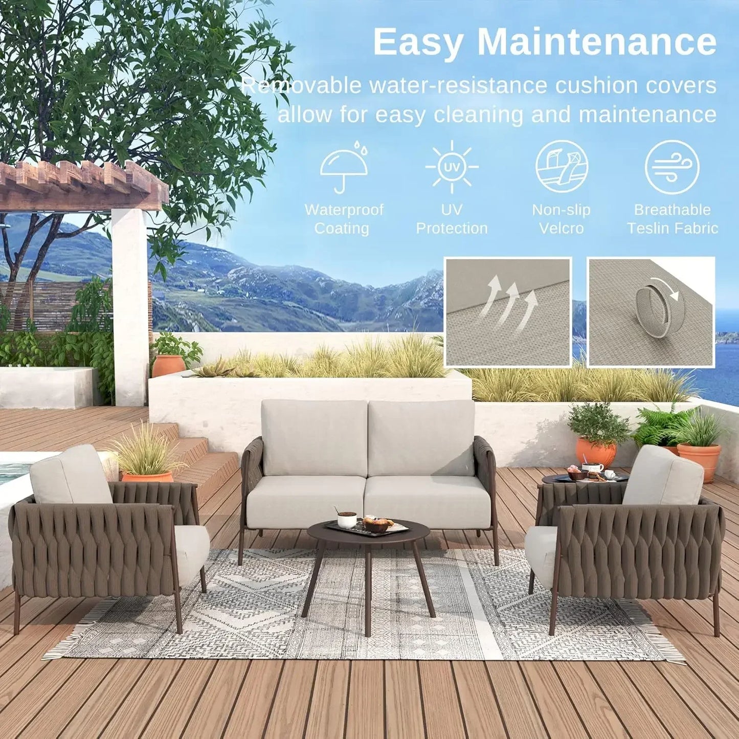 Ljustra Life Chatter Outdoor Patio Furniture Set L Shaped Sofa 5 Seats