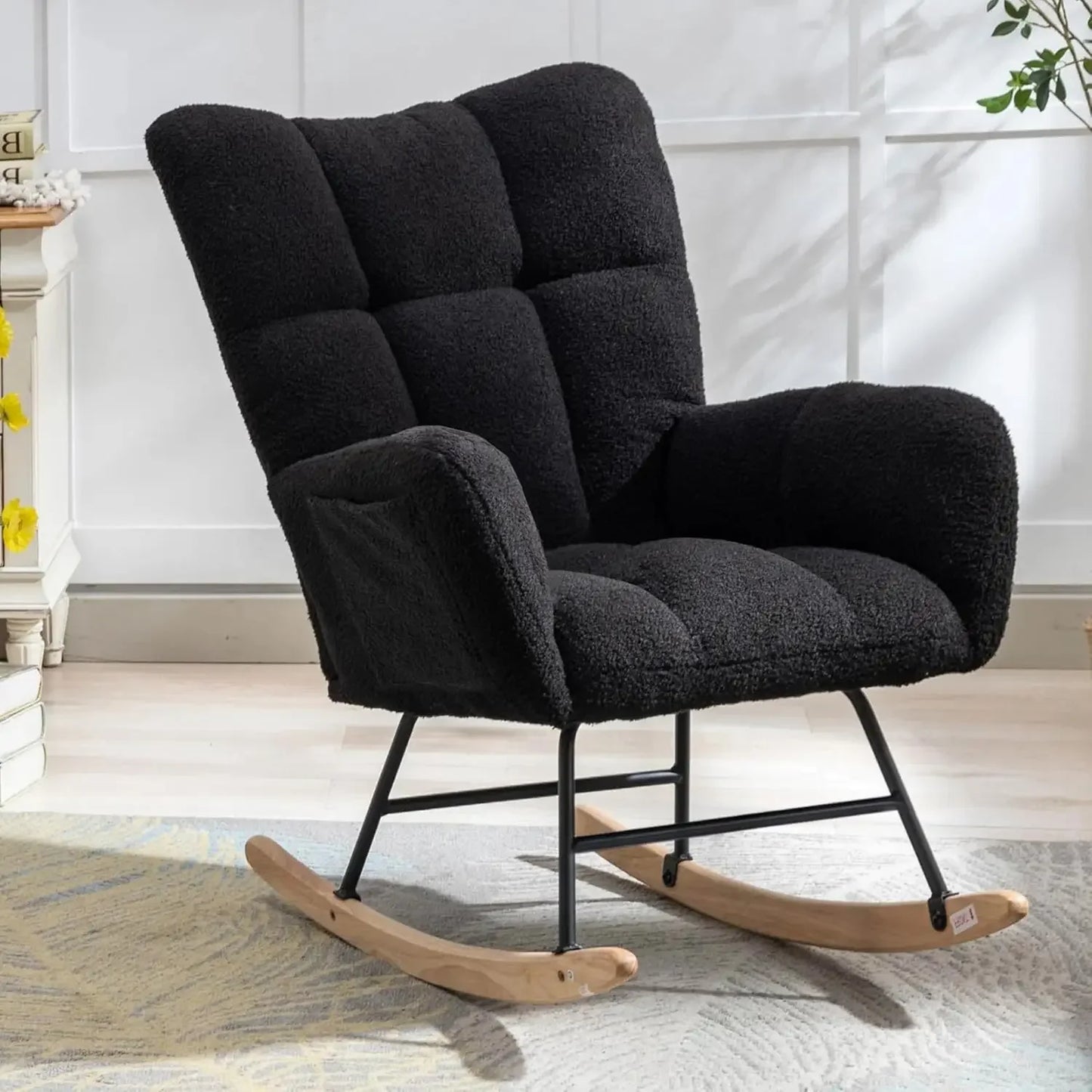Ljustra Nursery Rocking Chair Teddy Upholstered Glider Accent Chair
